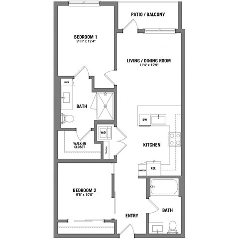 a floor plan of a bedroom floor plan with an open concept